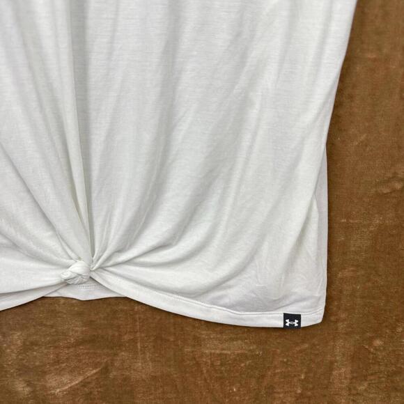 Under Armour Project Rock White V-Neck Twist Front Top Women’s 1X Loose Fit Gym - Picture 6 of 10